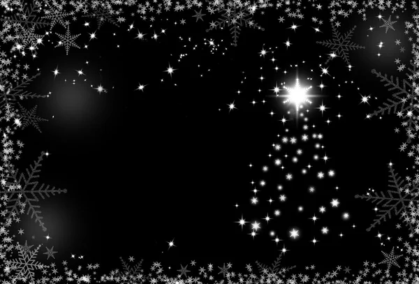 Christmas black and white background with snowflakes frame and C — Stock Photo, Image