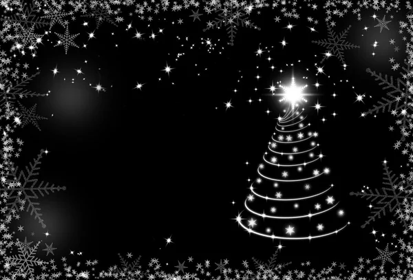 Christmas black and white background with snowflakes frame and C — Stock Photo, Image