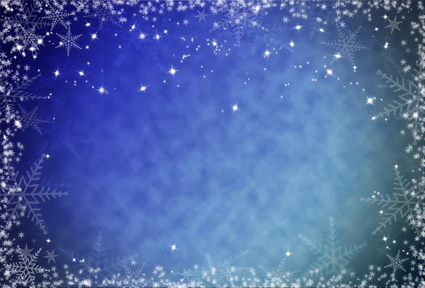 Christmas blue background with snowflakes frame — Stock Photo, Image