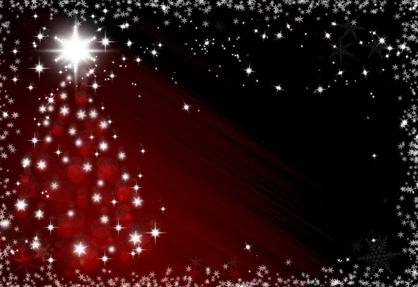 Kar taneleri çerçeve ve Noel tre Noel kırmızı arka plan