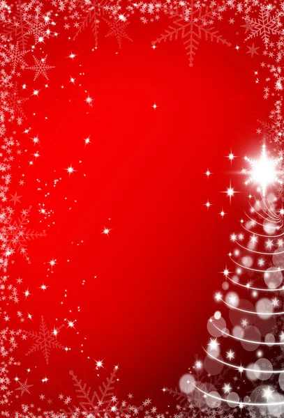 Kar taneleri çerçeve ve Noel tre Noel kırmızı arka plan