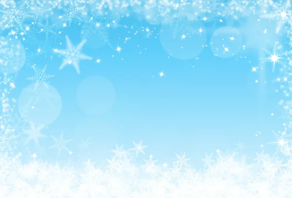 Kar taneleri çerçeve ve Noel tre Noel mavi arka plan — Stok fotoğraf