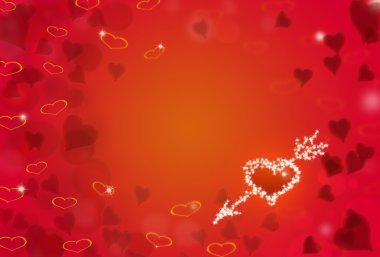 Sevgililer kırmızı arka plan ile kalp şekli yıldız parlıyor