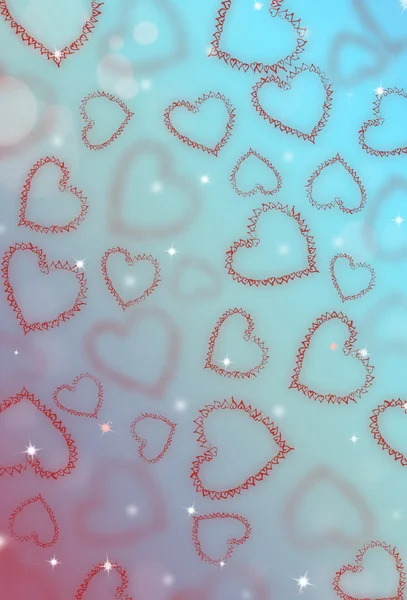 Голубой фон святого Валентина с сердечками — стоковое фото