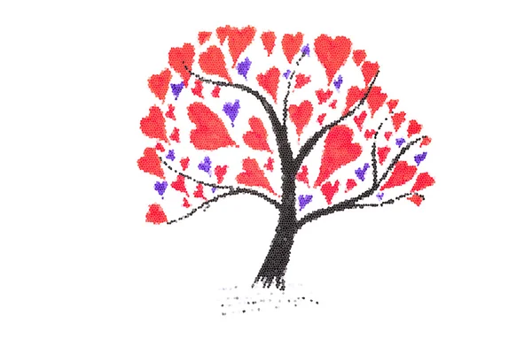 Mosaico Valentim filtrado com desenho de tinta de árvore — Fotografia de Stock