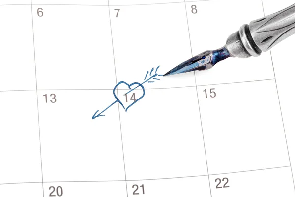 Valentinstag im Kalender vermerken — Stockfoto