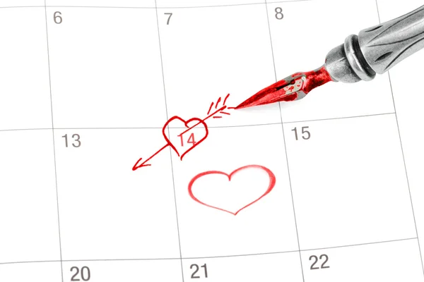 Señala el día de San Valentín en el calendario — Foto de Stock