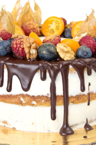 Torta di compleanno con frutta — Foto Stock