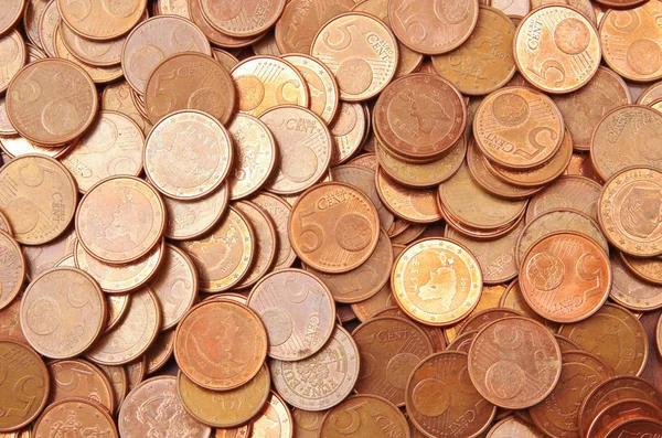 Pile of 5 euro cents — Stock Photo, Image