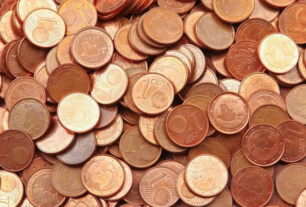 Pile of 1 euro cents — Stock Photo, Image