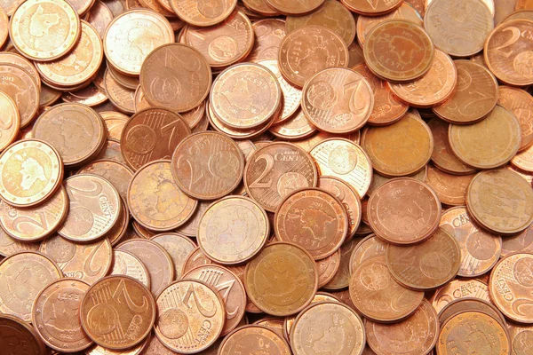 Pile of 2 euro cents — Stock Photo, Image