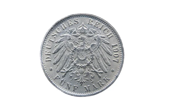 Old silver five mark of German Reich — Stock Photo, Image