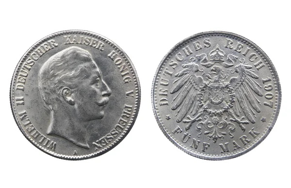 Antigua moneda de plata del Reich Alemán — Foto de Stock