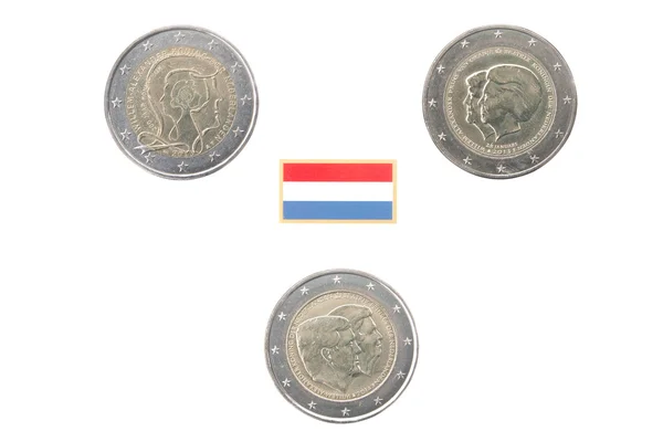 Set of Commemorative 2 euro coins of the Netherlands — Stock Photo, Image