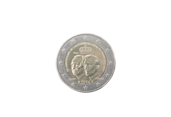 Commemorative 2 euro coin of Luxembourg — Stock Photo, Image