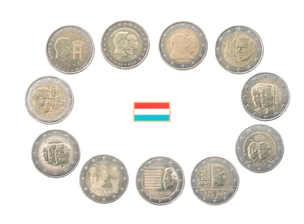 Conjunto de monedas conmemorativas de 2 euros de Luxemburgo — Foto de Stock