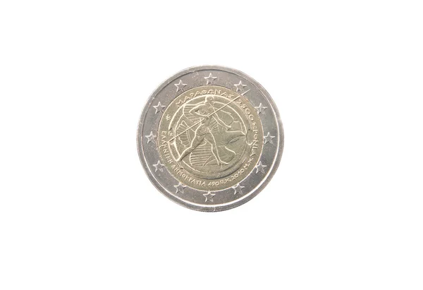 Pamiątkowe monety 2 euro w Grecji — Zdjęcie stockowe
