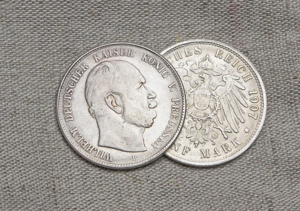 Old silver coins of German reich — Stock Photo, Image