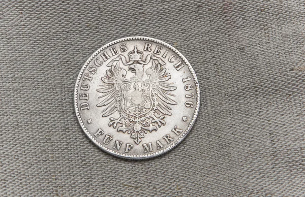 Old silver German reichfive mark — Stock Photo, Image