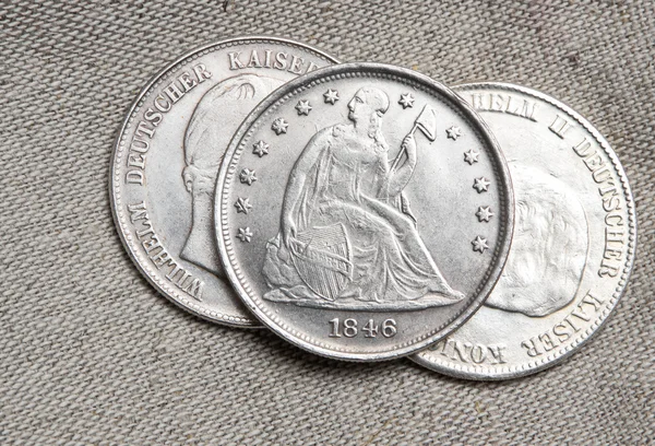 Old silver dollar coin — Stock Photo, Image