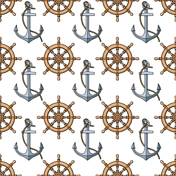 Muster mit Ankern und Schiffsrädern — Stockvektor