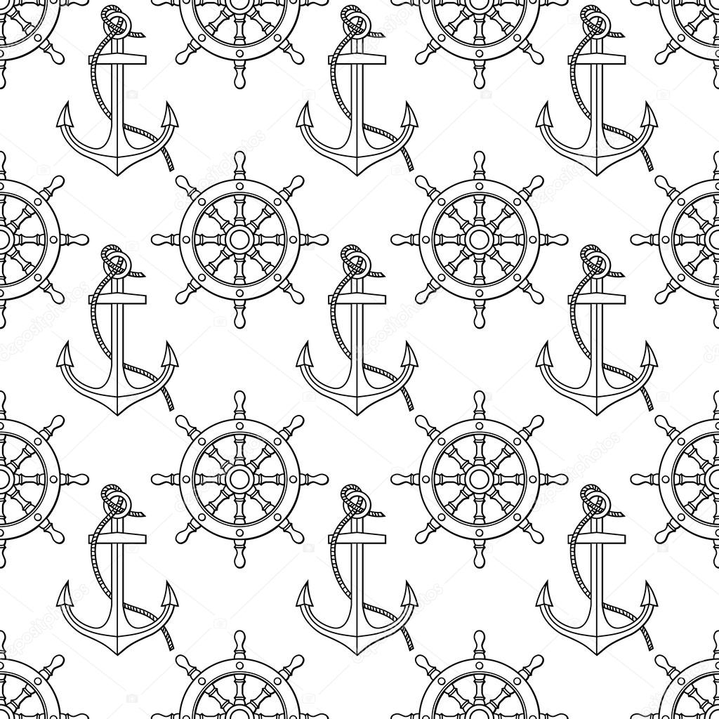 Pattern with anchors and ship's wheels