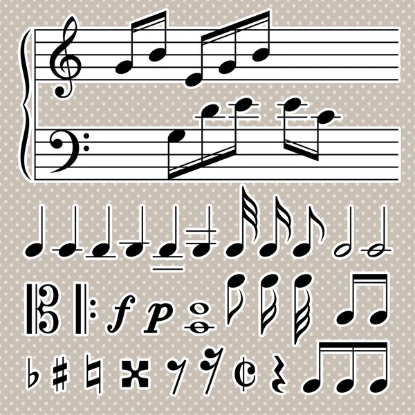 Conjunto de notas musicales — Vector de stock