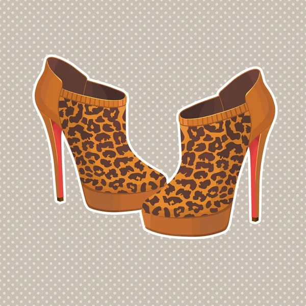 Shoes in leopard print — Stock Vector
