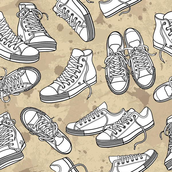 Naadloze patroon met sneakers — Stockvector