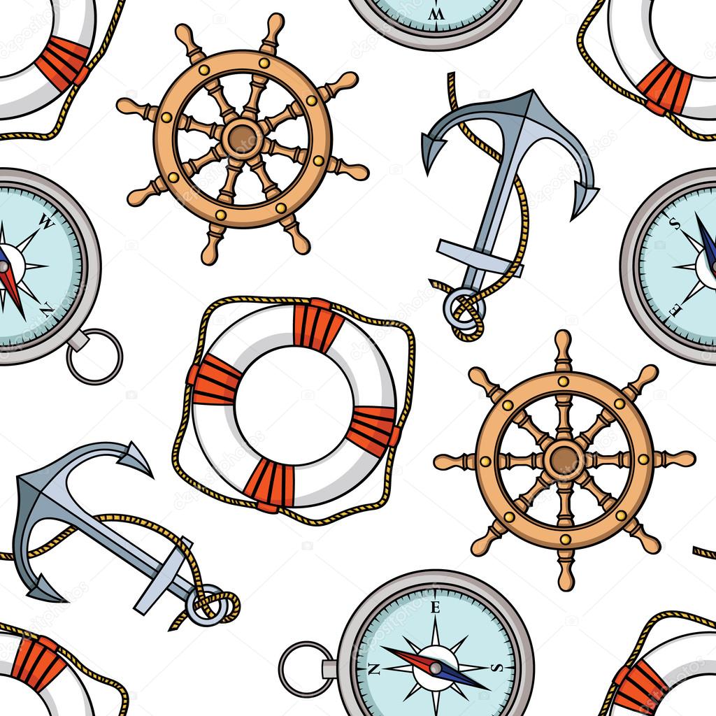 Anchors and lifebuoys summer pattern