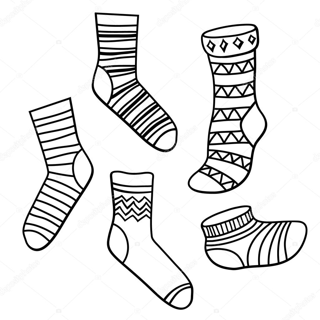 set of Hand drawn socks