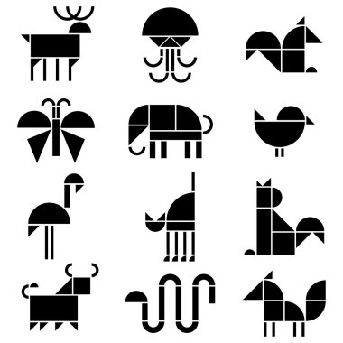 Black and white animals vector
