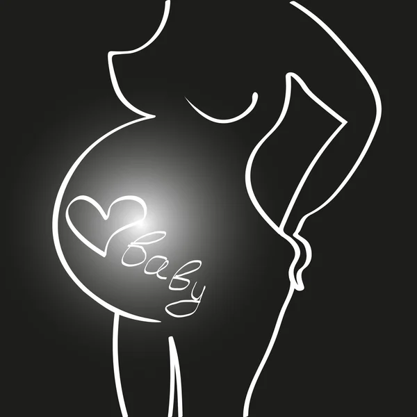 Black white pregnancy — Stock Vector