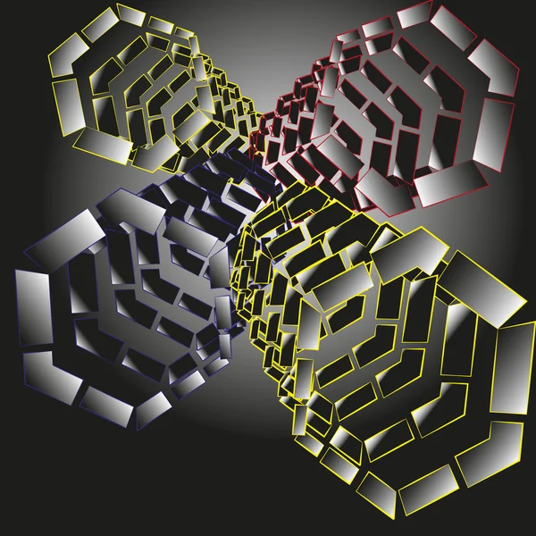 Рисование абстракции шестиугольников с перспективой — стоковый вектор