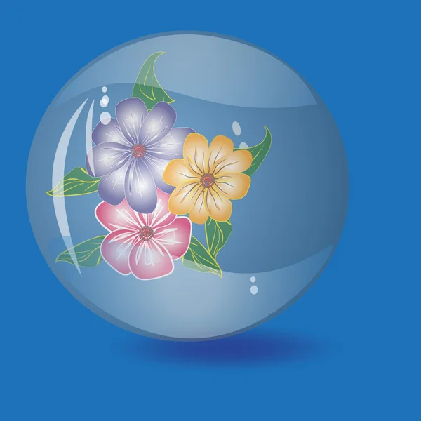 Illustration grande boule avec des fleurs — Image vectorielle