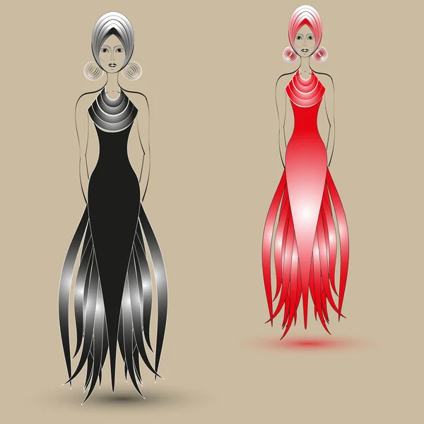 Illustratie van twee mode jurken — Stockvector