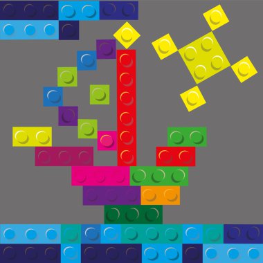 Vektör çizim güneş ve gemi plastik yapı taşları 