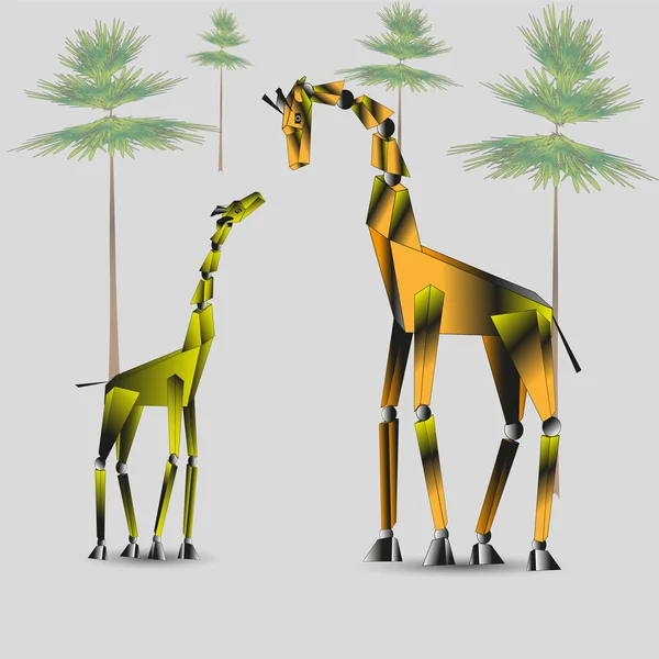 Vektorové ilustrace rodiny žirafa — Stockový vektor