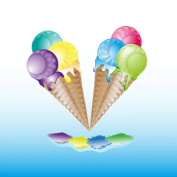 Dos helado cono vector ilustración — Vector de stock