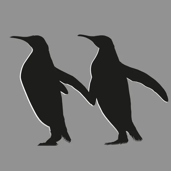 A pair of black penguins — Stock Vector