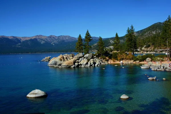 Luminosa Vista Autunnale Sul Lago Tahoe Dal Porto Sabbia Nel — Foto Stock