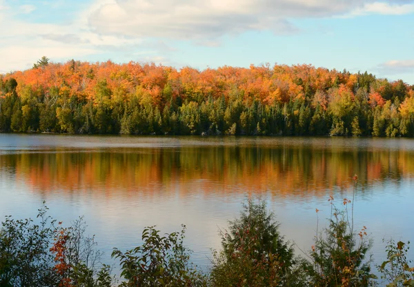 Oktoberplansch am Neun-Meilen-See - überlegener Nationalwald — Stockfoto