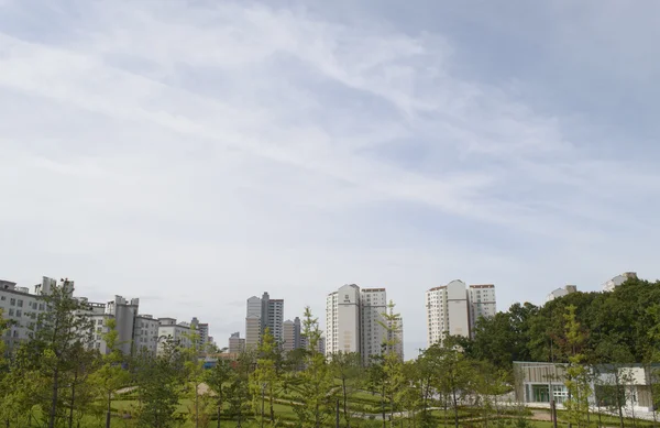 Desa dan langit melihat di korea — Stok Foto