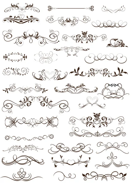 Conjunto vectorial de elementos caligráficos para diseño. VEC caligráfica — Archivo Imágenes Vectoriales