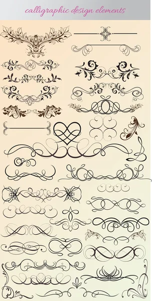 Conjunto de vectores: elementos de diseño caligráfico y decoración de página - l — Archivo Imágenes Vectoriales