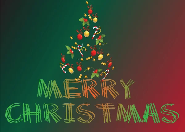 Christmas card and chrisrmas tree on the card — Stock Vector