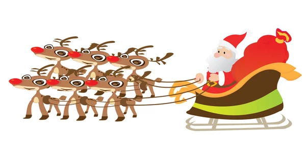 Santa and reindeer on white background — Stock Vector