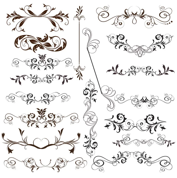 Vector set. Calligraphic design elements and page decoration for retro design. — Stock Vector
