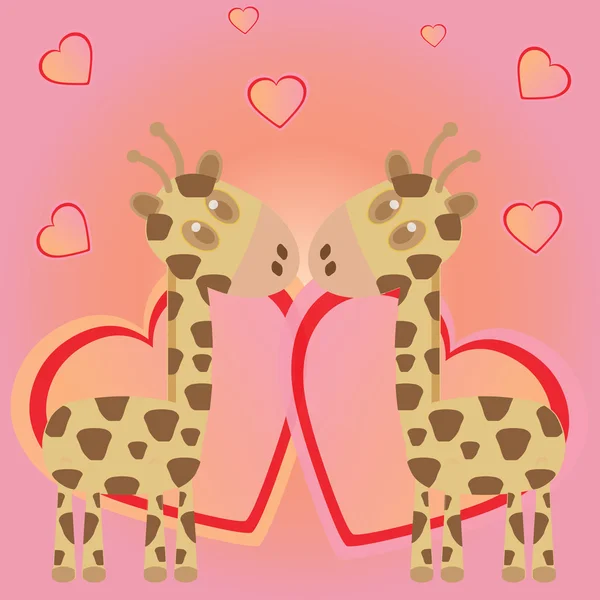 Giraffa sfondo con i love giraffa — Vettoriale Stock