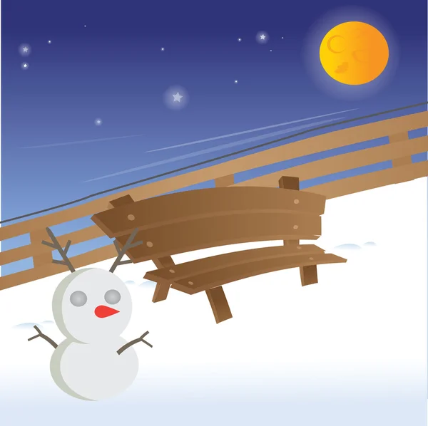 Muñeco de nieve en el parque — Vector de stock